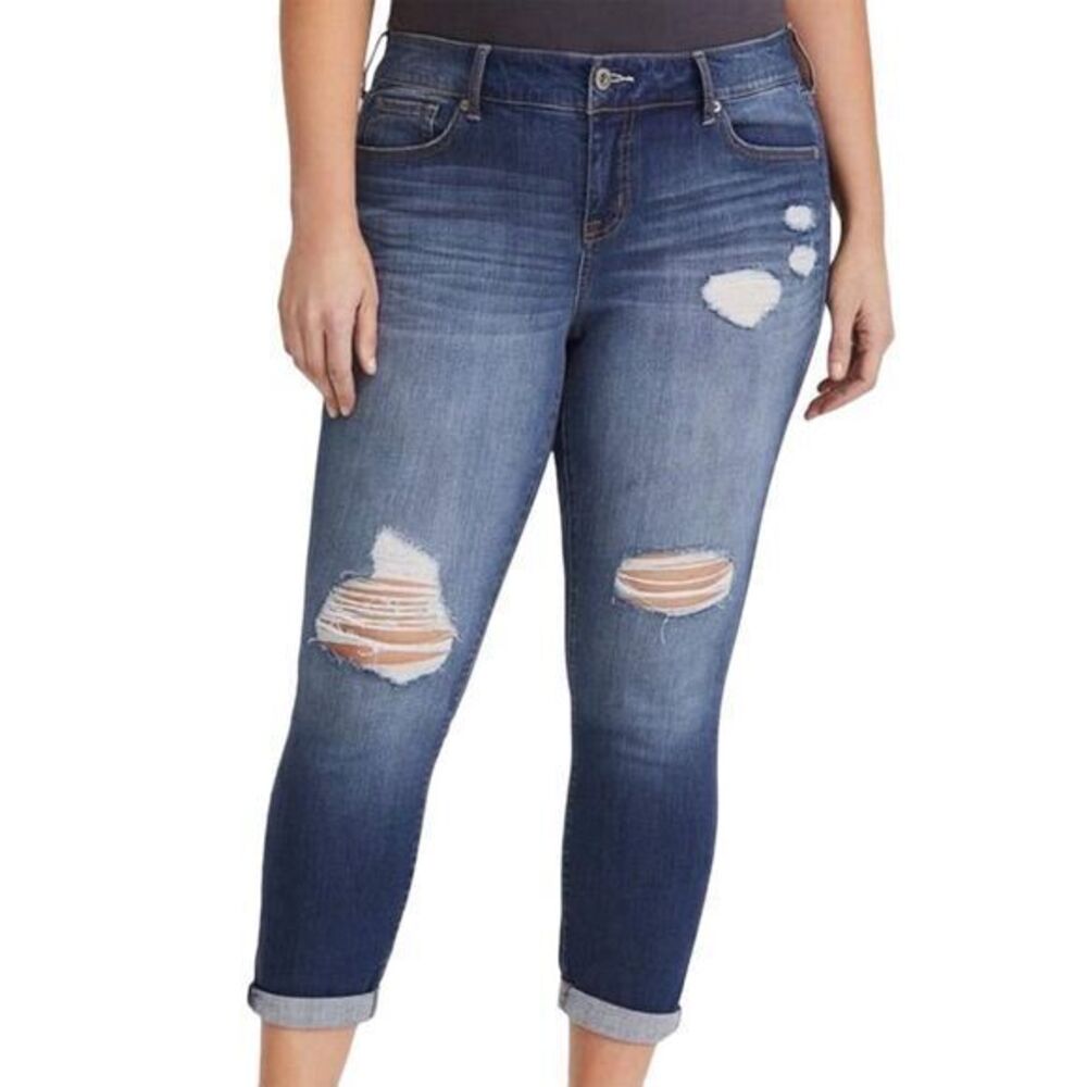 Torrid Women's Plus Size 18 Skinny Crop Jeans Light‎ Wash Blue